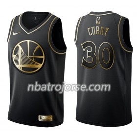 Män Golden State Warriors Tröja Stephen Curry 30 Nike Svart Guld Edition Swingman